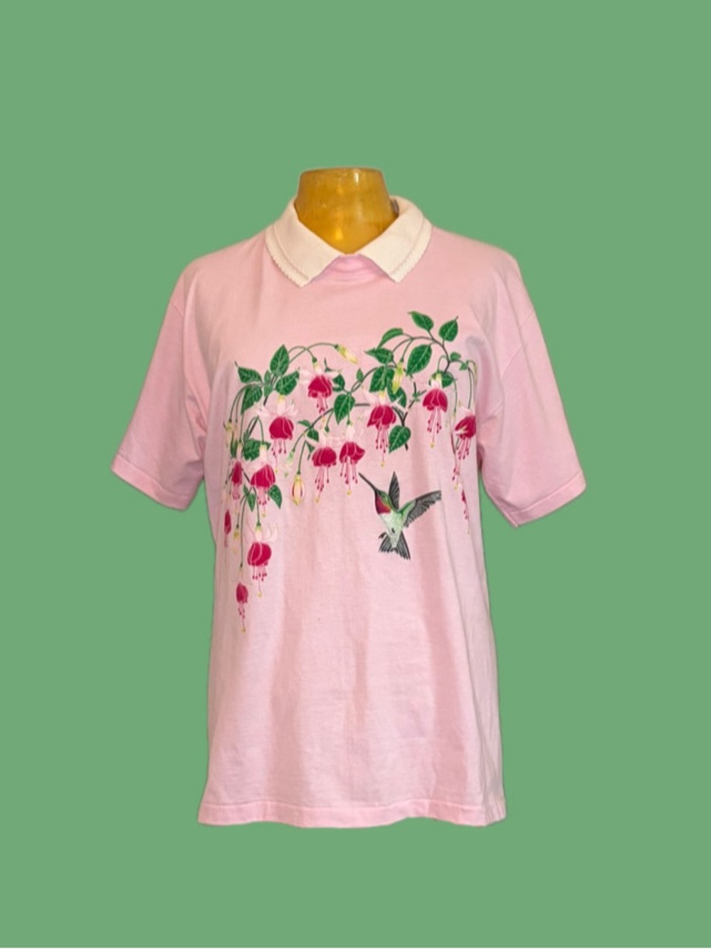 🕊️Vintage Hummingbird & Fuchsia Polo🕊️